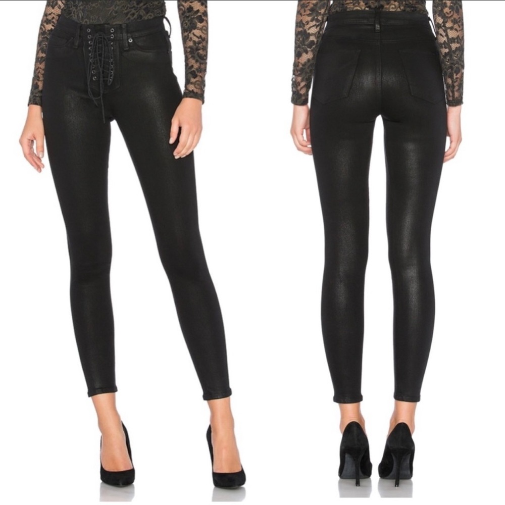 Hudson jeans Bullocks High Rise Lace Up in Black Coated 25